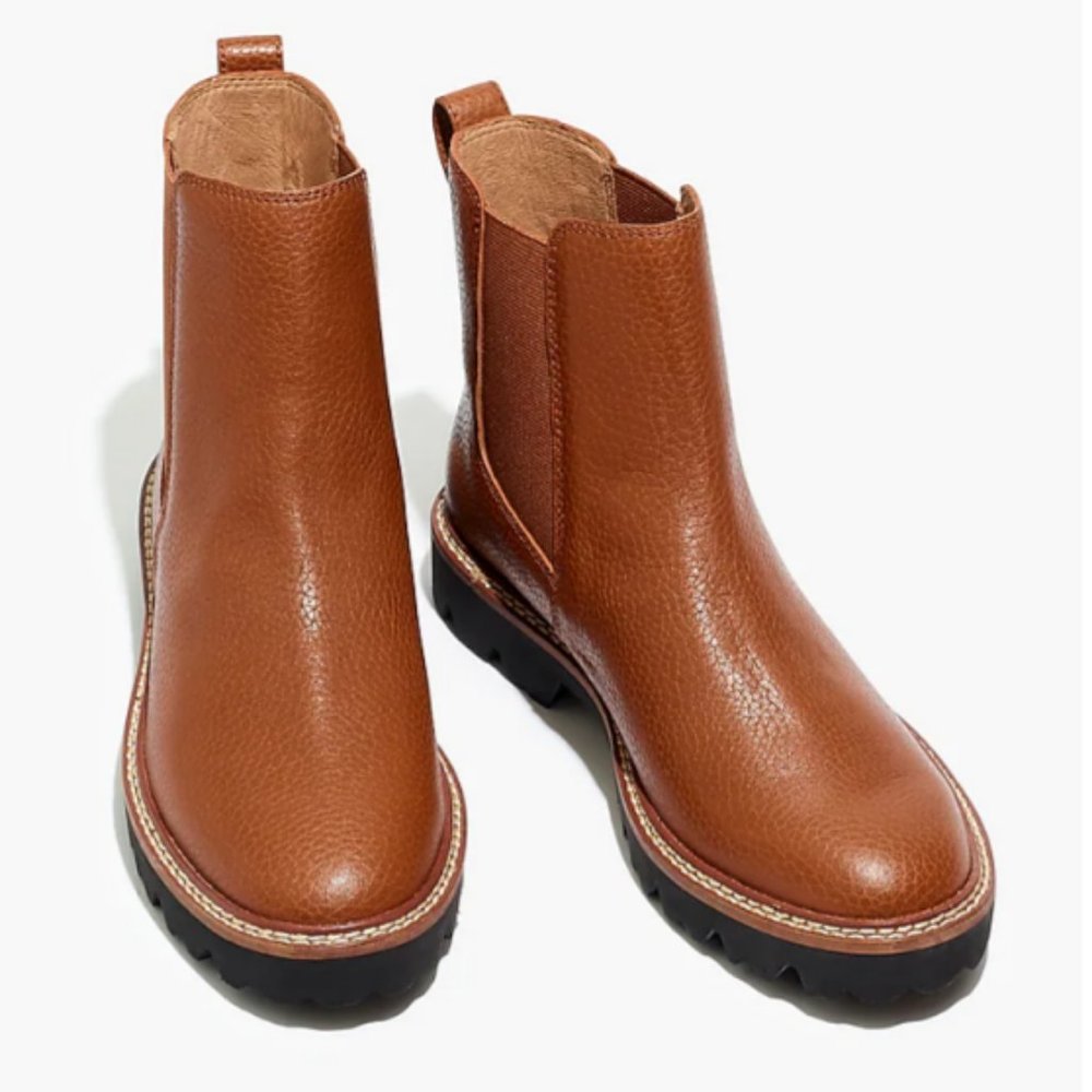 Madewell Citywalk Lugsole Chelsea Boots in Leather - Camel Size 9